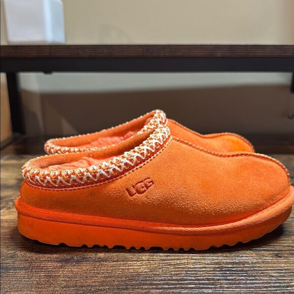 Ugg Orange Suede Slip on shoes size 1Y